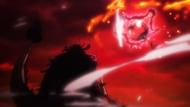 Luffy using his Red Roc on Kaido (Image via Toei Animation)